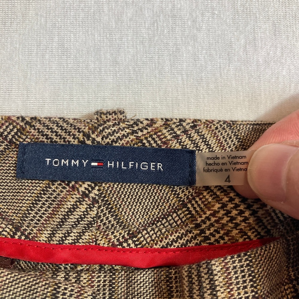 Tommy Hilfiger Women 4 Brown Glen Plaid Slim Leg Trousers H98PZ16B Business - Picture 3 of 12